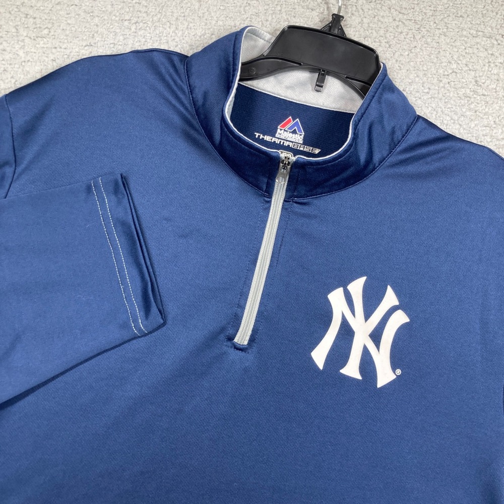 New York Yankees 1/4 Zip Pullover Mens L Navy Therma Base MLB Baseball FLAW